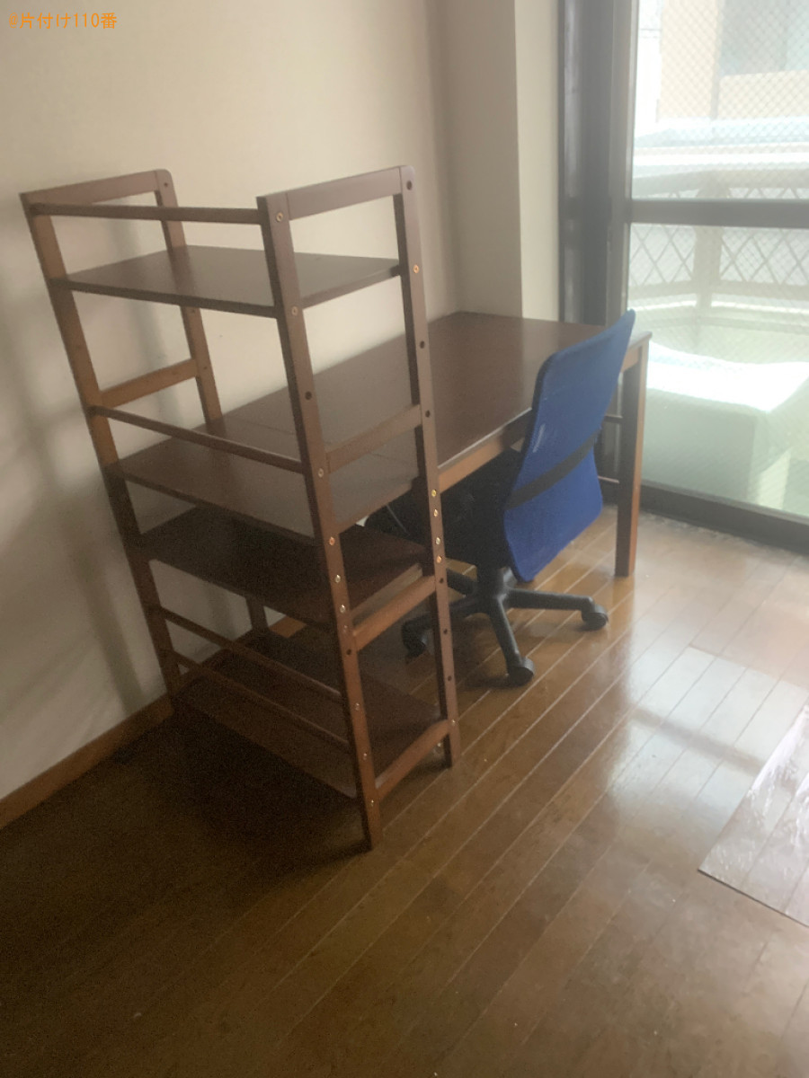 マットレス付きシングルベッド、洗濯機、食器棚、PCデスク等の回収